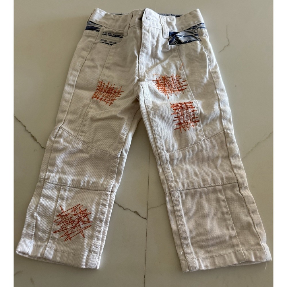 Red Ape White Jeans With Red Design Size 2T